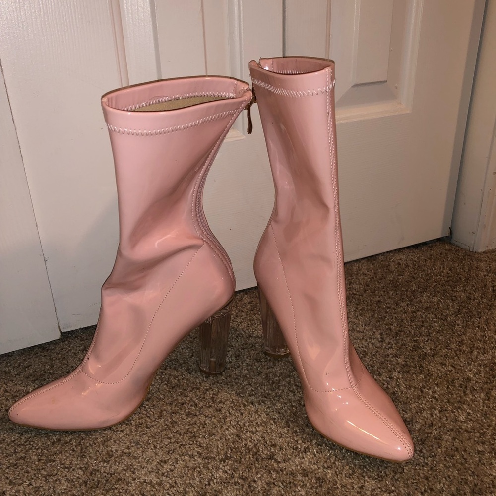 Pink Latex Boots